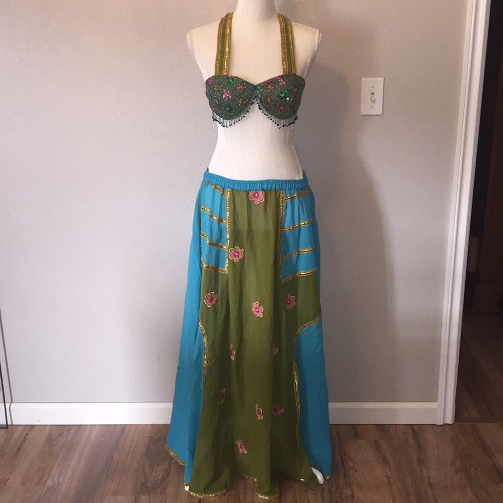2 pc set. Halter top and skirt with pink flowers